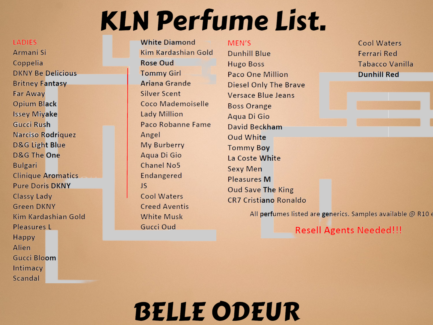 Men 20x 30ml KLN Oil Based Perfumes